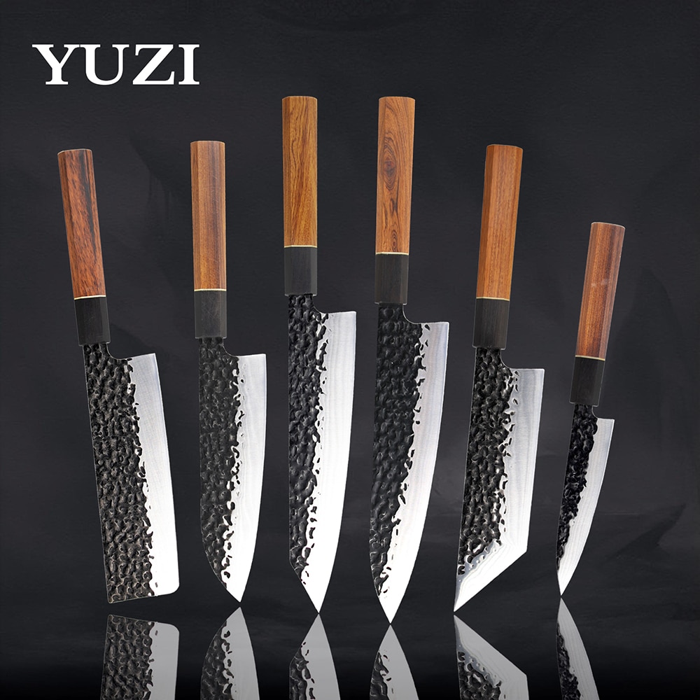 Kitchen Knives 6Pcs set Forged Chef Knife Set Stainless Steel Japanese Santoku Knife Kiritsuke Knife Fishing Utility Knife