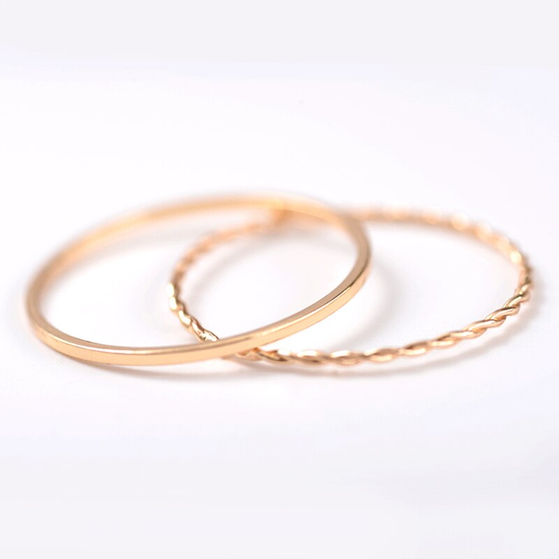 Gold Twist Geometrie 2 Stuk Ring Temperament Chic Dunne Eenvoudige Knuckle Ring Eenvoudige Vrouw Koreaanse Fijne Staart Ring set