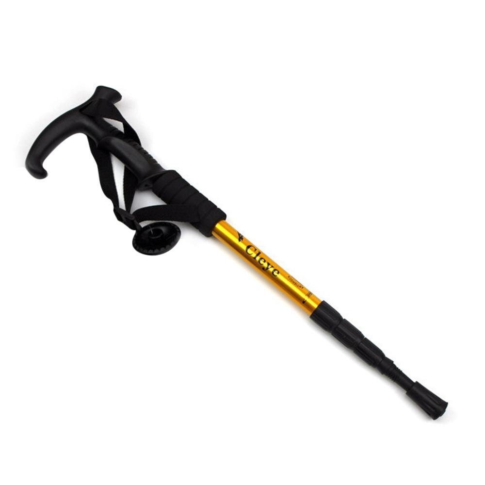 55-110cm Camping Walking Stick Adjustable Hiking Trekking Pole Telescopic Foldable 4-section Shock Outdoor Trekking Hiking Stick: gold