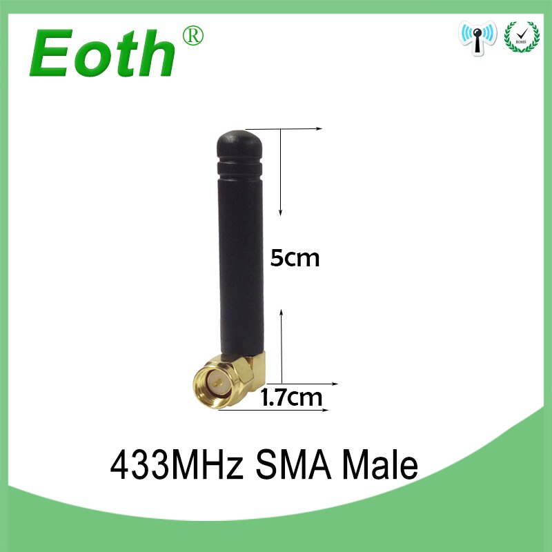 433MHz Antenna 2.5dbi SMA Male Connector 433 MHz antena Small size elbow 433m antenne Lorawan + 21cm RP-SMA/u.FL Pigtail Cable