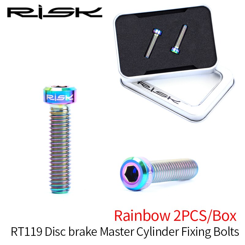 RISK-tornillos de titanio para fijación de frenos de disco de bicicleta, pinza hidráulica de aceite, manivela: CylinderBolt-Rainbow