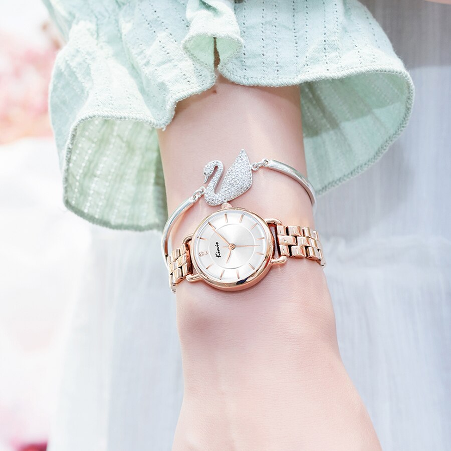 Kimio, reloj de pulsera de cuarzo Simple para mujer, reloj de pulsera de acero inoxidable, reloj de resistente al agua, relojes de vestir para mujer, reloj femenino