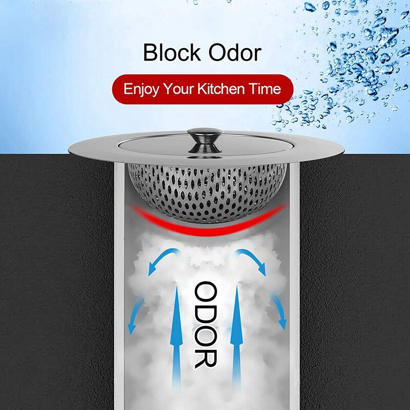 2 Pcs Gootsteen Zeef, Grote Brede Rand 4.5 Inch Diameter, Met Deksel, Roestvrij Staal, past Meest Drains