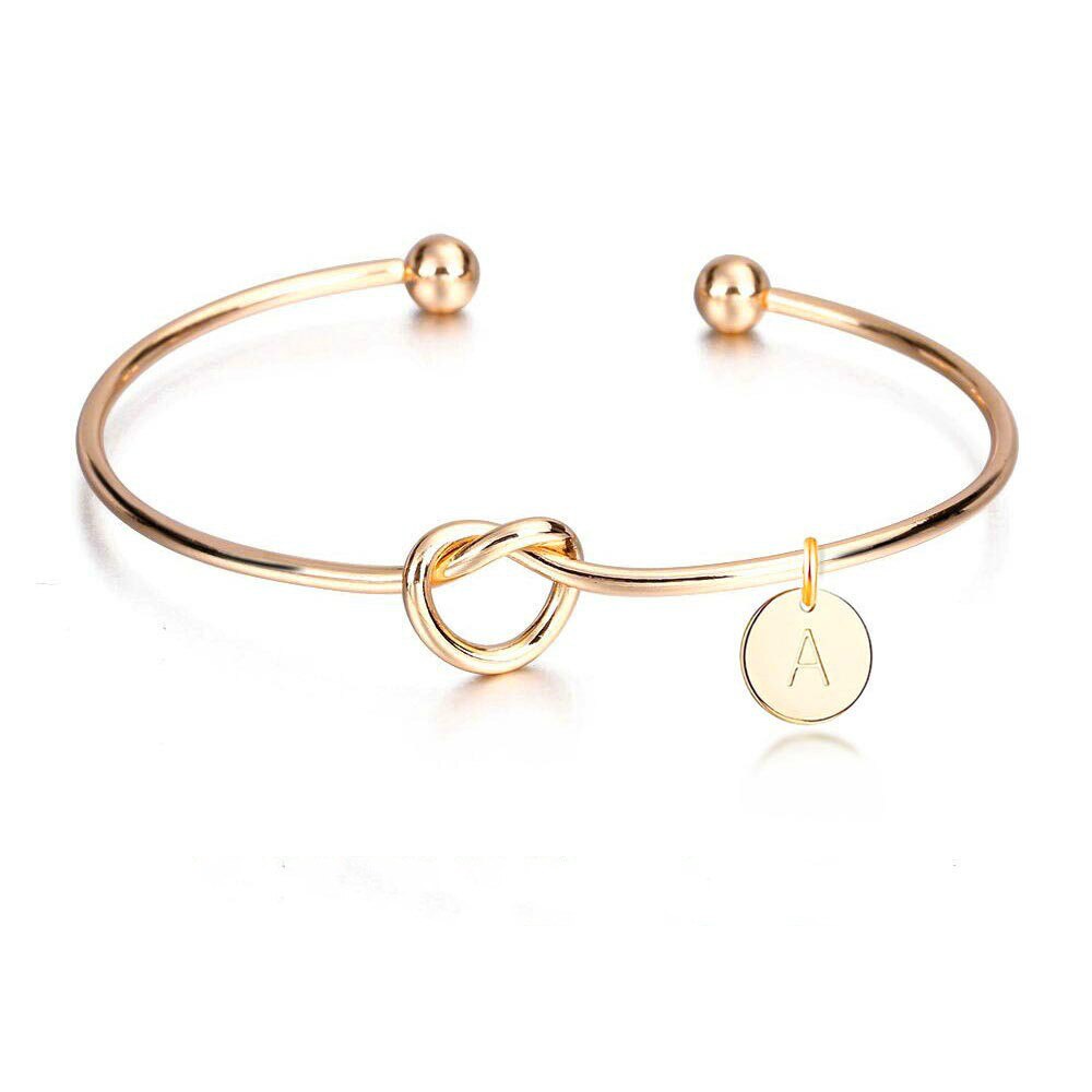 Bracelets Bangles Zinc Alloy Minimal Metal Knotted Bracelet Letter Open Bracelet Jewelry Accessories Christmas Jewelry: Glod A