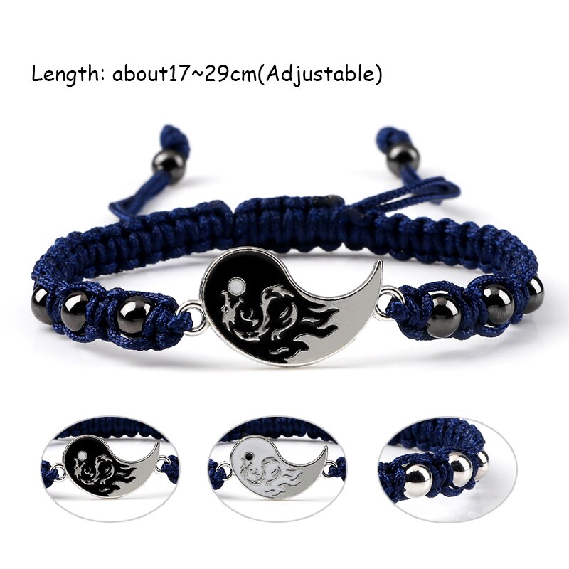 Draken Tai Chi Vlechtarmband Set - 2 Stuks - Yin Yang Koppel Armbanden