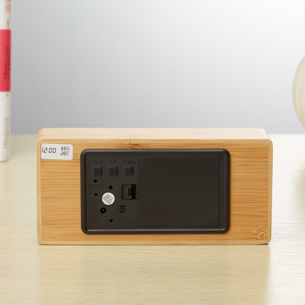 Modern Sound Control LED Alarm Clock Wooden Watch Despertador Temperature Humidity Electronic Desktop Digital Table Clocks