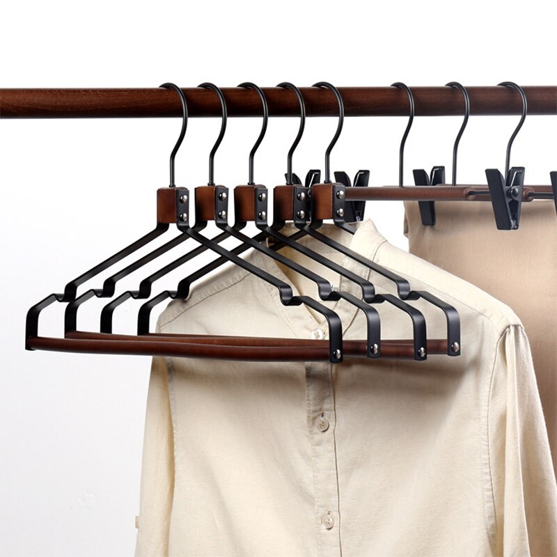 Metal Wood Clothes Hanger Organizer Closet Wooden Coat Pants Hangers for Clothes Kledinghangers Kleding Wetsuit Hanger Rack