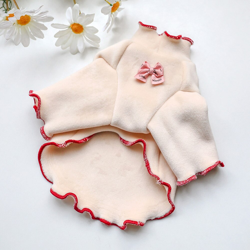 Flanell Haustier Herbst Winter Hund Bogen Einfarbig Hause Warme Kleidung Basis Hemd Freizeit Weste Jacke