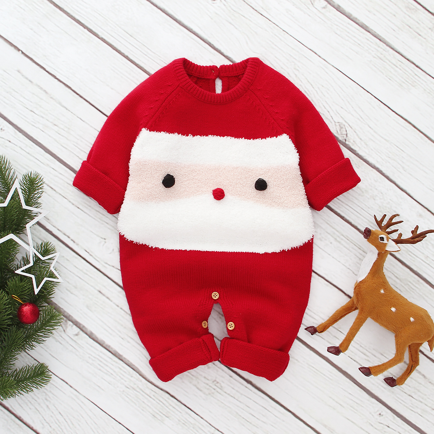 Baby Rompers Christmas Newborn Boys Girls Jumpsuits Costumes Cartoon Knitted Children's Overalls One Piece Infant Kids Outfits