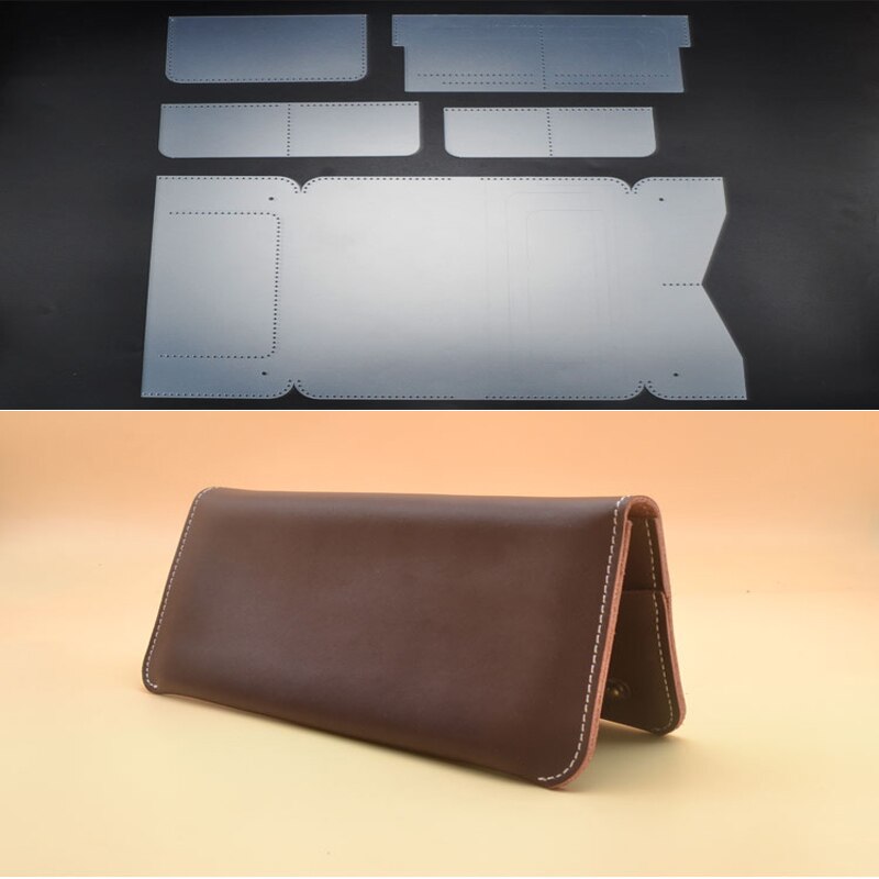 1 Set PVC Stencil Template Lederen Craft Vrouwen Lange Portemonnee Naaien Patroon voor DIY Handgemaakte Leathercraft