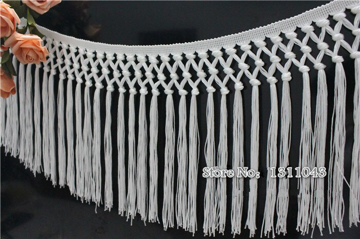 Borlas de encaje anudadas para vestido de novia conjunto de 2 unidades de ropa de 21cm con flecos, borlas de tres nudos, encaje para escenario