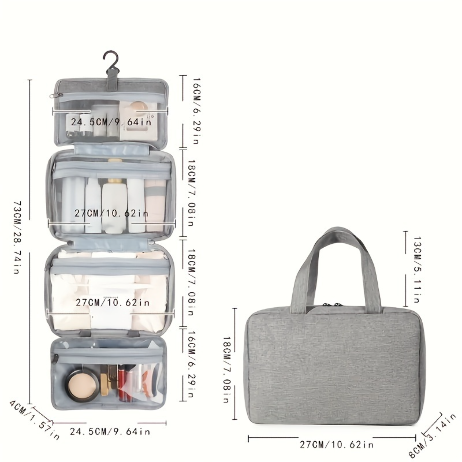 Neceser plegable impermeable para viaje con separación húmeda y seca, bolsa de cosméticos, bolsa de viaje multifuncional de gran capacidad