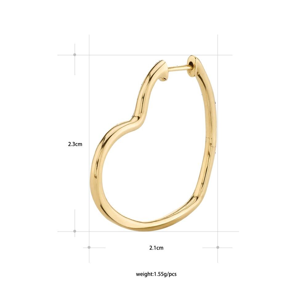 Goede Eenvoudige Gouden Kleur Koper Metalen Liefde Hart Oorbellen Voor Vrouwen Minimalistische Kleine Hart Hoepel Oorbellen Geometrische Sieraden