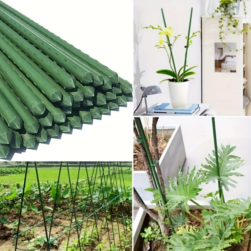 20 Stuks Tuinpalen Gecoate Stalen Plant Palen, Gebruikt Ter Ondersteuning Van Het Beklimmen Van Tomaten Bomen Bonen Gele Bloemen, Het Repareren Van Bomen En