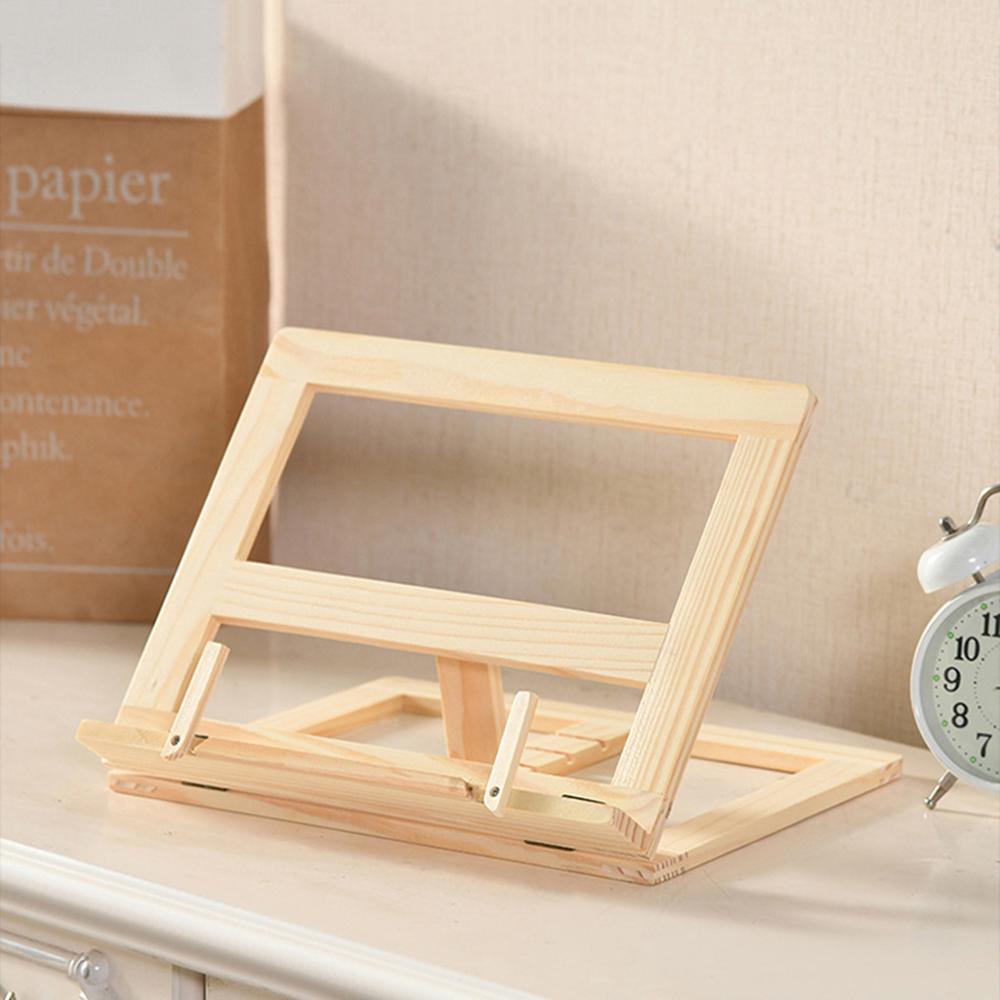 Soporte de madera para libros de cocina soporte de lectura para libros de recetas con Clips de papel de página estación plegable para tabletas y teléfonos móviles
