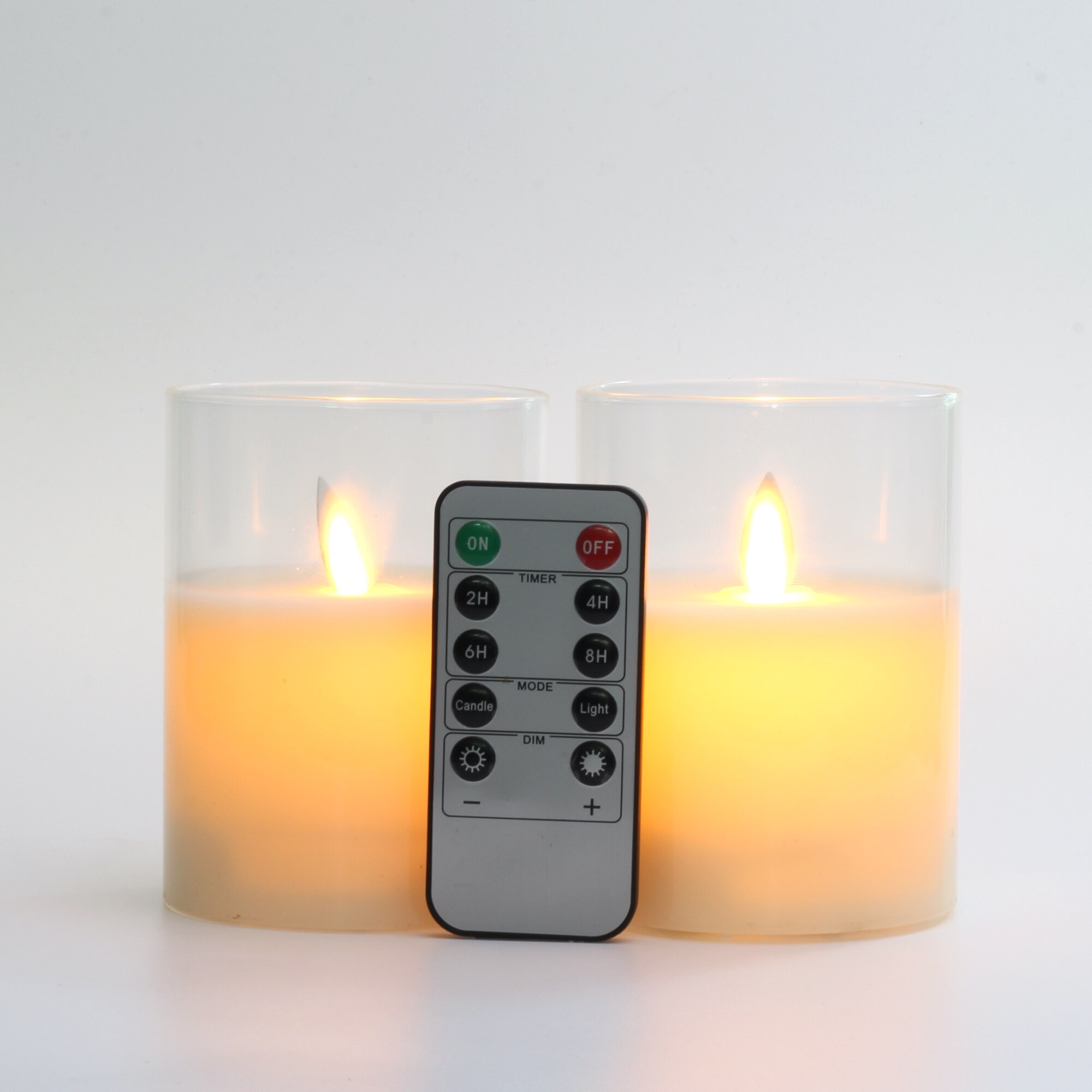 Flammenlose Kerzen Glas Echt Wachs Säulen &Ampere; ziehen um Flamme Docht LED Kerzen und 10-Schlüssel Fernbedienung mit Timer, batterie Betrieben: 2Stck (4 Zoll)