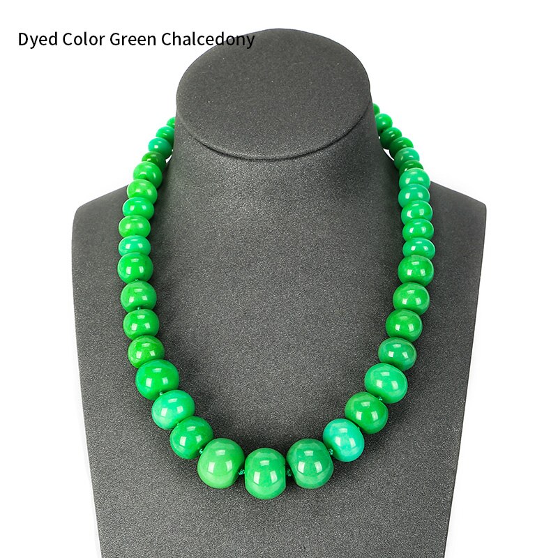 JD 19 Farben Natürliche Stein Perle Absolvierte Choker Halskette Rosa Kristall Opal Onyx Rad Abacus Form Perle Für Frauen Party schmuck: Green Chalcedony