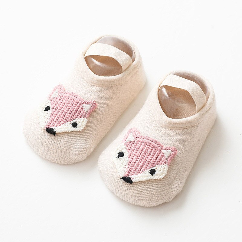 Cute Cartoon Baby Socks Thick Warm Kids Girl Boy Autumn Winter Socks Anti Slip Soft Cotton Infant Toddler Short Floor Socks: beige