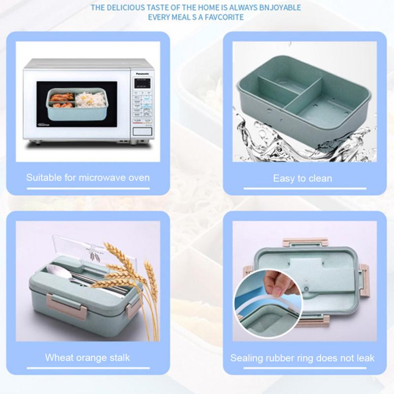 1000ml Lunch Box Bento Food Container Eco-Friendly Wheat Straw Material Microwavable Dinnerware Lunch BoxBringTableware