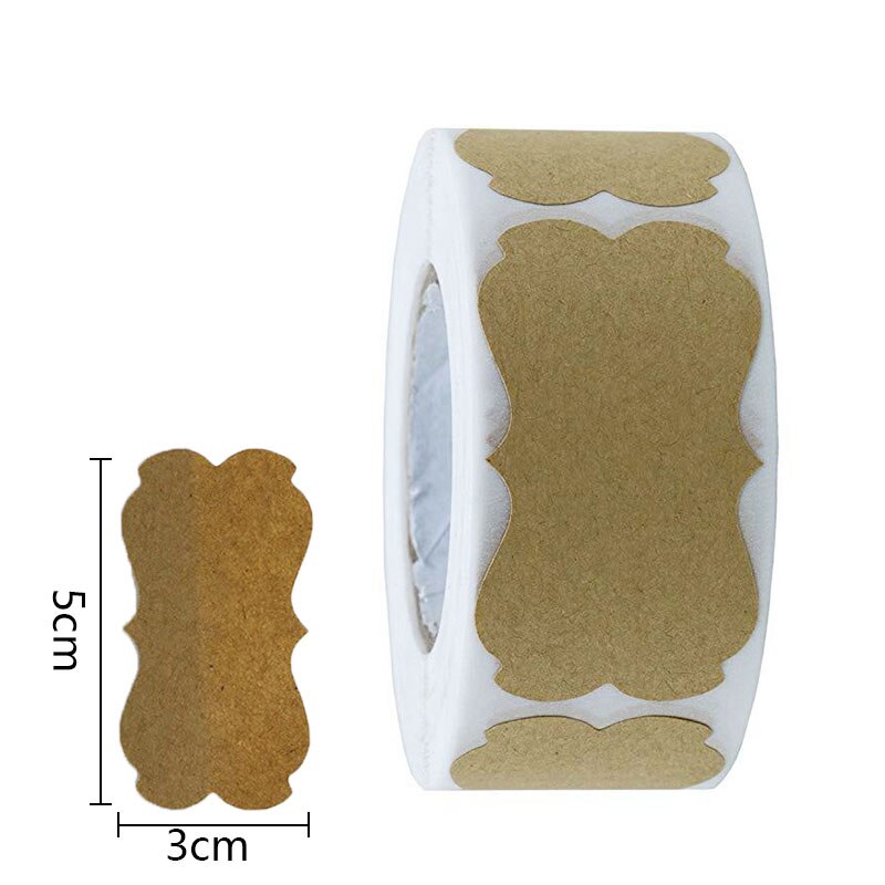 300Pcs/Roll Blank Kraft Paper Sticker Kitchen Jars Organizer Labels For Handmade Crafts Decoration Label Packaging Sticker