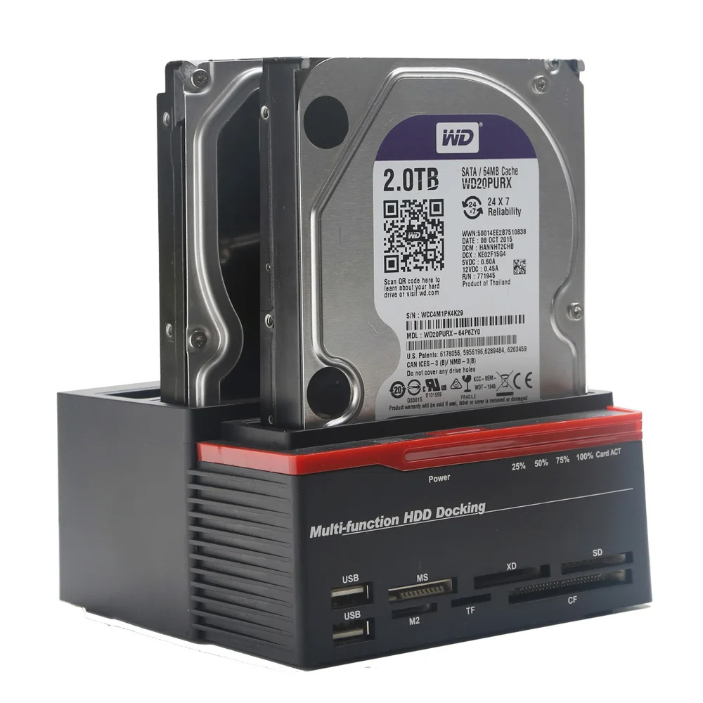 Leitor de base de disco rígido de encaixe de disco rígido IDE, caixa de disco rígido externo de 2,5 polegadas e 3,5 polegadas, leitor de disco rígido HDD externo USB
