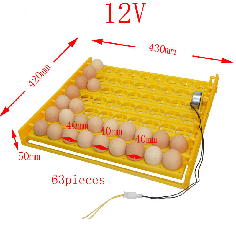 Bandeja giratoria para 63 incubadora de huevos, pollos, patos y otras aves de corral, convierte automáticamente los huevos, equipo de incubación de aves de corral, 1 juego: DC12v
