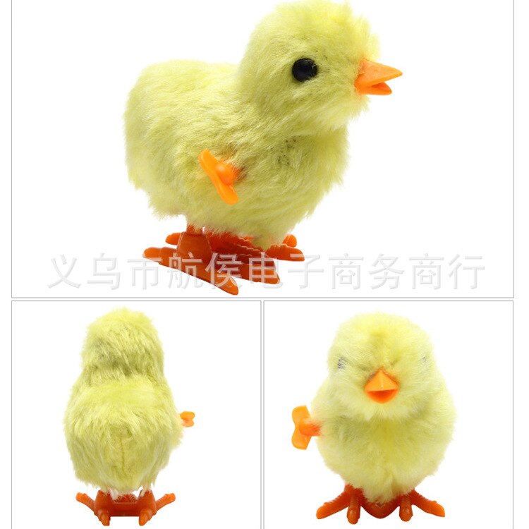 Winding Yellow Plush Chickens Spring Winding Jumping Color Chickens Children Stall Toy