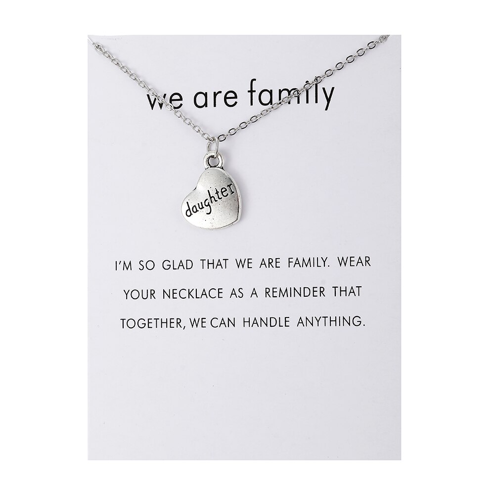 Heart Love We Are Family Tree Dad Mom Sister Members Alloy Pendant Necklace Jewelry: white card daughter