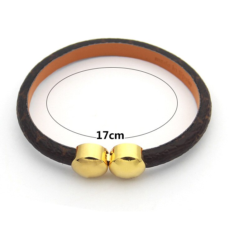 V Leather Bracelet V double round coffee pattern leather bracelet for woman