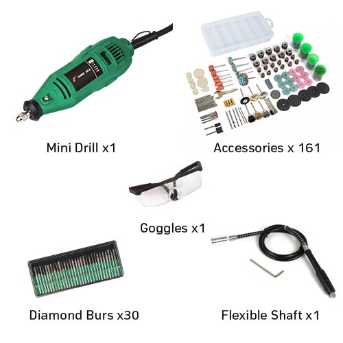 Dremel-Mini taladro eléctrico con cable, pluma de grabado artesanal, herramientas de perforación de 260W, grabador eléctrico para tallado de madera: Set 4