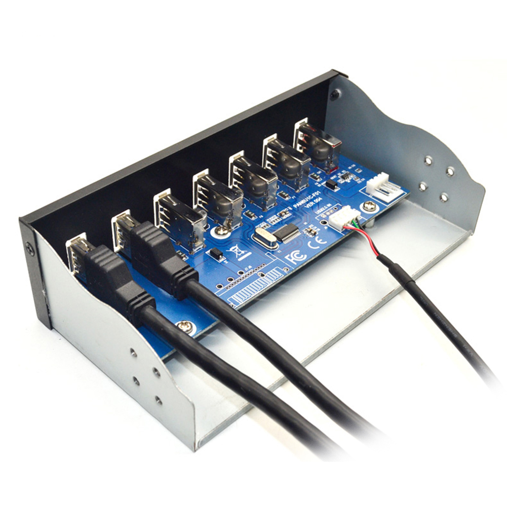 5,25 pulgadas 19 pines a 2 USB 3,0 + 4 USB 2,0 + BC1.2 conector de cargador rápido Panel frontal equipado con alto rendimiento 125x85x18,5mm