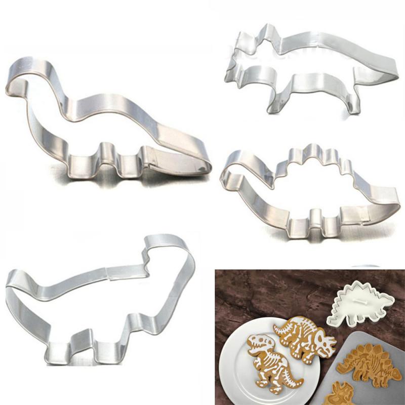 4 Stks/set Rvs Dinosaur Animal Fondant Cake Cookie Biscuit Cutter Decorating Mould Pastry Bakken Tools Cake