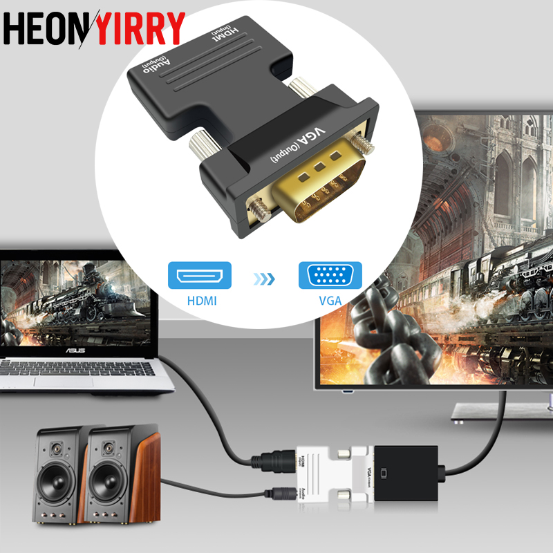 1080P HDMI naar VGA Adapter Man-vrouw Digitaal Naar Analoog Audio Video Converter Kabel voor PC Laptop TV box Projector