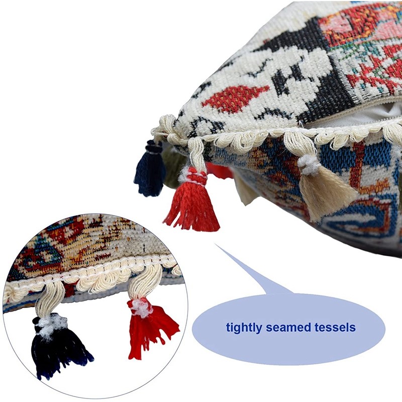 Farverige tuftede dekorative pudebetræk med kvaster vævet boheme pudebetræk elegant pudebetræk til sofa 45 x 45cm stk.