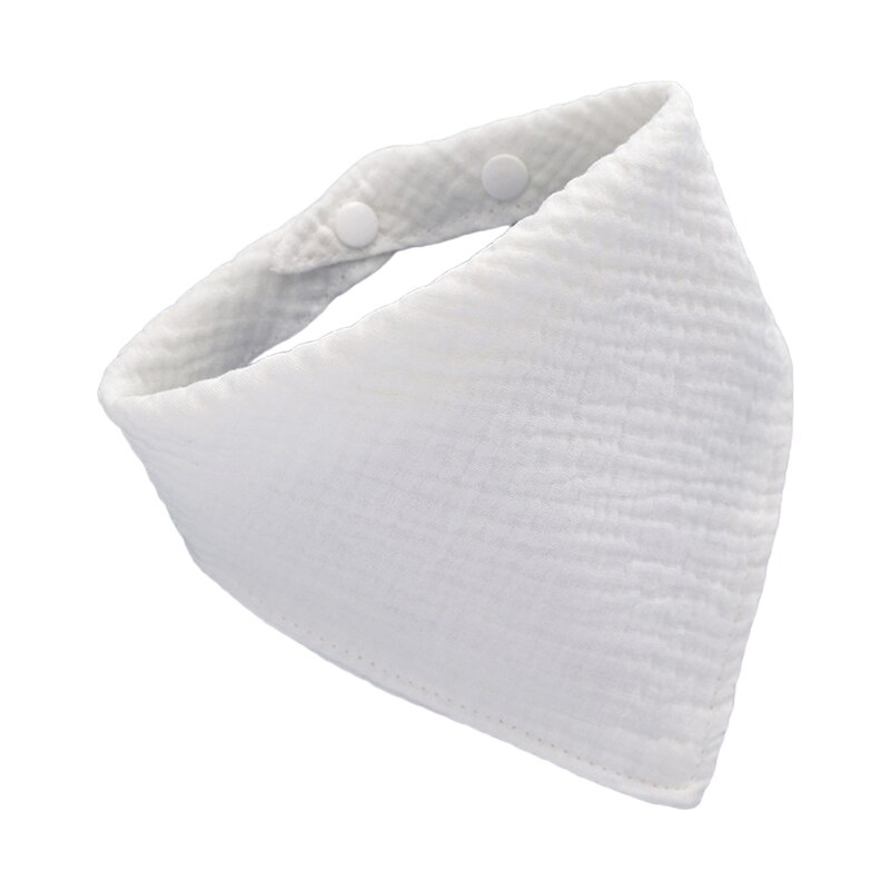 Baby Zuigelingen Voeden Slabbetjes Met Drukknopen Zachte Gaas Speeksel Handdoek Peuter Bandana: WHITE