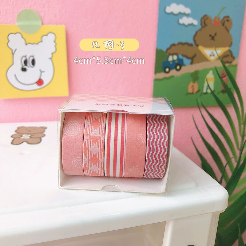 Ensemble de Scotch Washi Décoratif de Scrapbooking, Ruban Adhésif Solide, Mignon, Bande, Fournitures de Papeterie Scolaire, 5 Rouleaux/Boîte: G