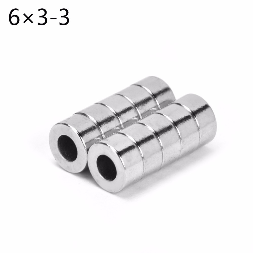 5/20/50/100 Stuks Bulk Sterke Neodymium Verzonken Ring Magneten Dia 6 Mm X 3 Mm met Gat 3 Mm N50 Kleine Ronde Ndfeb Disc Magneet