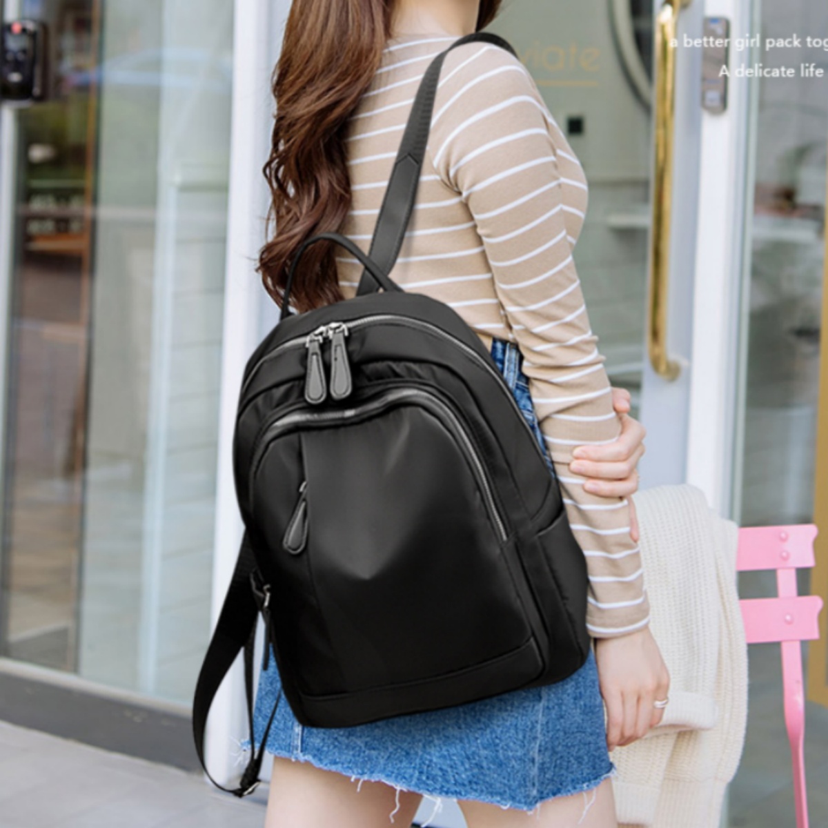 Leisure backpack, nylon cloth backpack, can be worn on one shoulder or crossbody, unisex