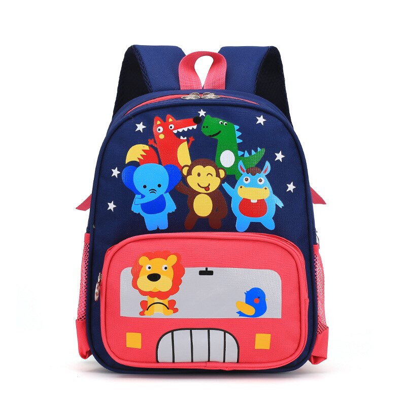 Mochila ligera con estampado para niños, morral escolar con dibujos animados del mundo, impermeable: Rose Red Animal