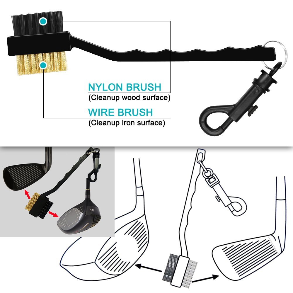 1pc apontador de ranhuras do clube de golfe + 1pcs escova de golfe novo, pode limpeza e afiar kit para cunhas e ferros para golfista