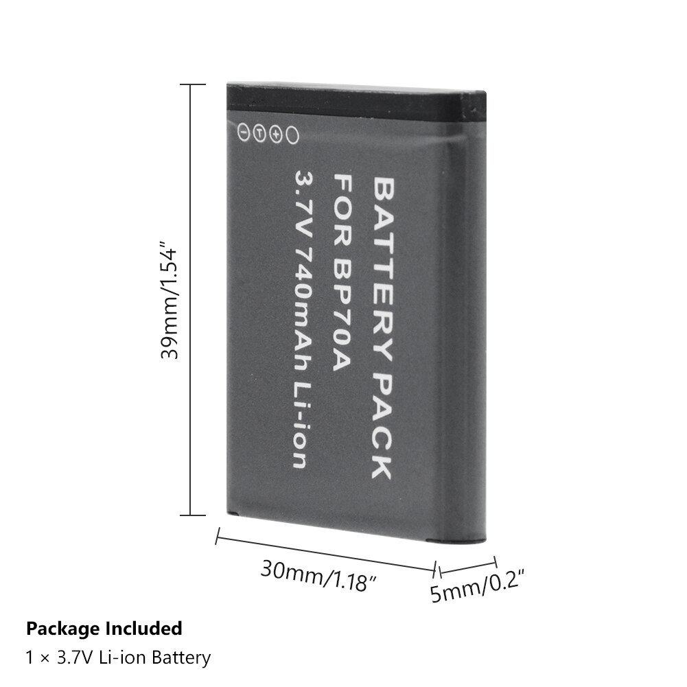 Rechargeable batteries 740mAh BP70A Battery For Samsung SL50 SL600 SL605 SL630 ST61 ST65 ST66 AQ Series AQ100 MV Series MV800: 1 PCS