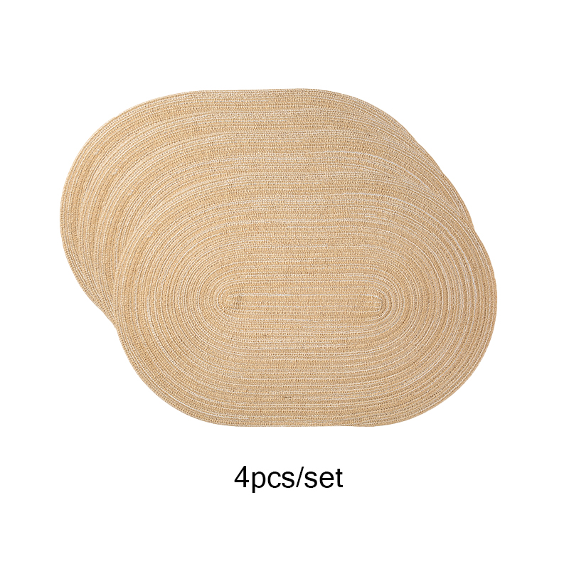 4PCS/set Oval Rop Cotton Braided Table Place Mats Braided Coaster Placemas Non-Slip Table Mats for Dining Kitchen Table Washable: green