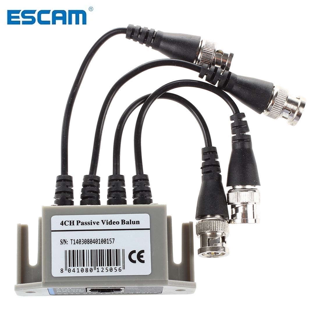 ESCAM 4-Kanaals Video Balun BNC UTP CAT5 Zender voor CCTV/Surveillance Camera Trend