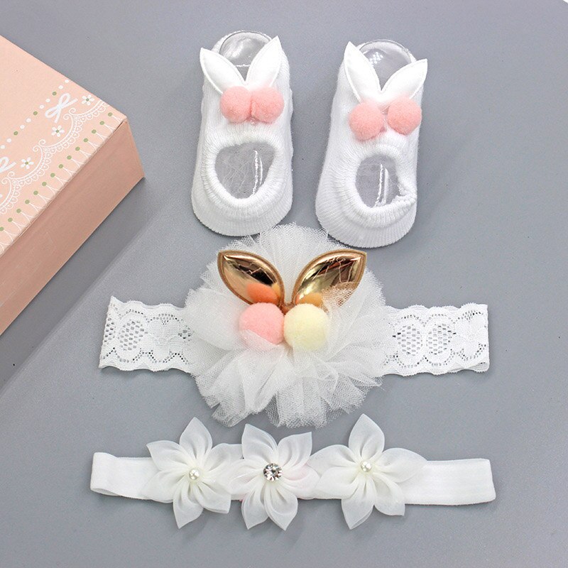 3 unids/set calcetines de bebé diademas de bebé chica pelo accesorios arco de encaje diadema de corona para bebés bebé ducha recién nacido: Style 2 G20 no box
