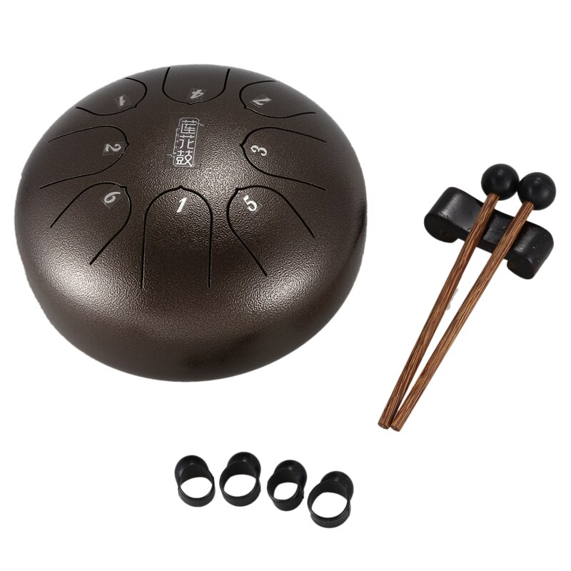 Steel Tongue Drum Mini 8-Tone G Tuning Hand Drum Drum Back Drum with Drumsticks, Rucksack Percussion