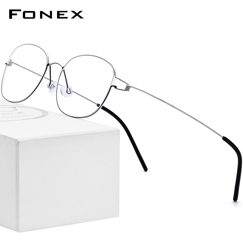 FONEX Titan Legierung Gläser Rahmen Männer Brillen Koreanische Frauen Myopie Optische Rahmen Schraubenlose Brillen 98618: Silber