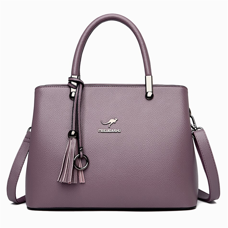 Large Capacity Soft Leather Crossbody Bags for Women Luxry Handbags Women Bags Casual Travel Tote Shoulder Bag: Taro Purple