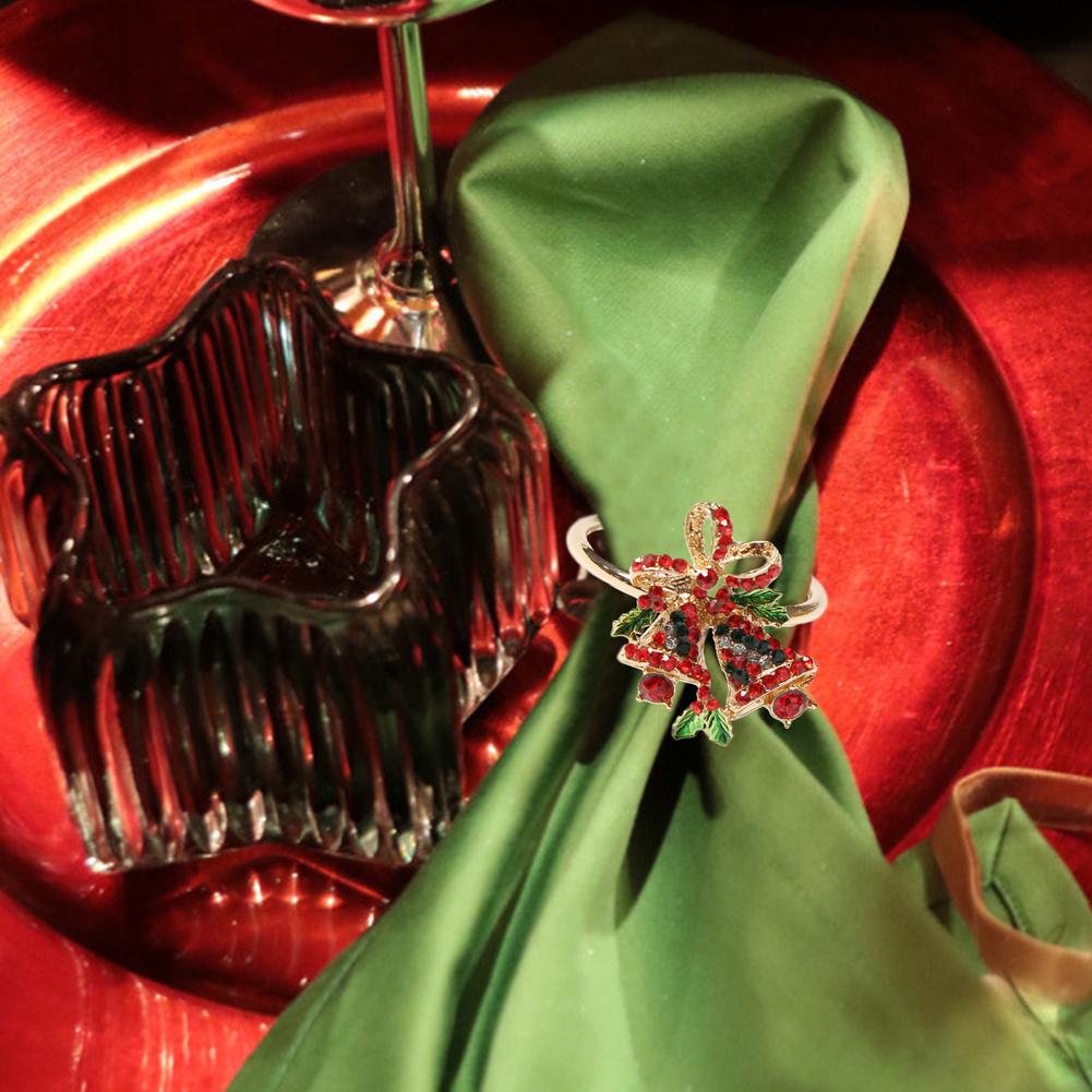 Metalen Kerst Bel Servetringen Prachtige Servet Gesp Voor Bruiloft Banket Hotel Tafel Levert Cirkel Decoratie