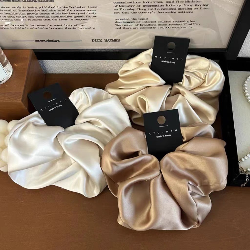 Coleteros de satén de gran tamaño, bandas elásticas para el cabello para mujeres y niñas, coleteros, lazos para el cabello de seda, accesorios para el cabello Chouchou grandes simples