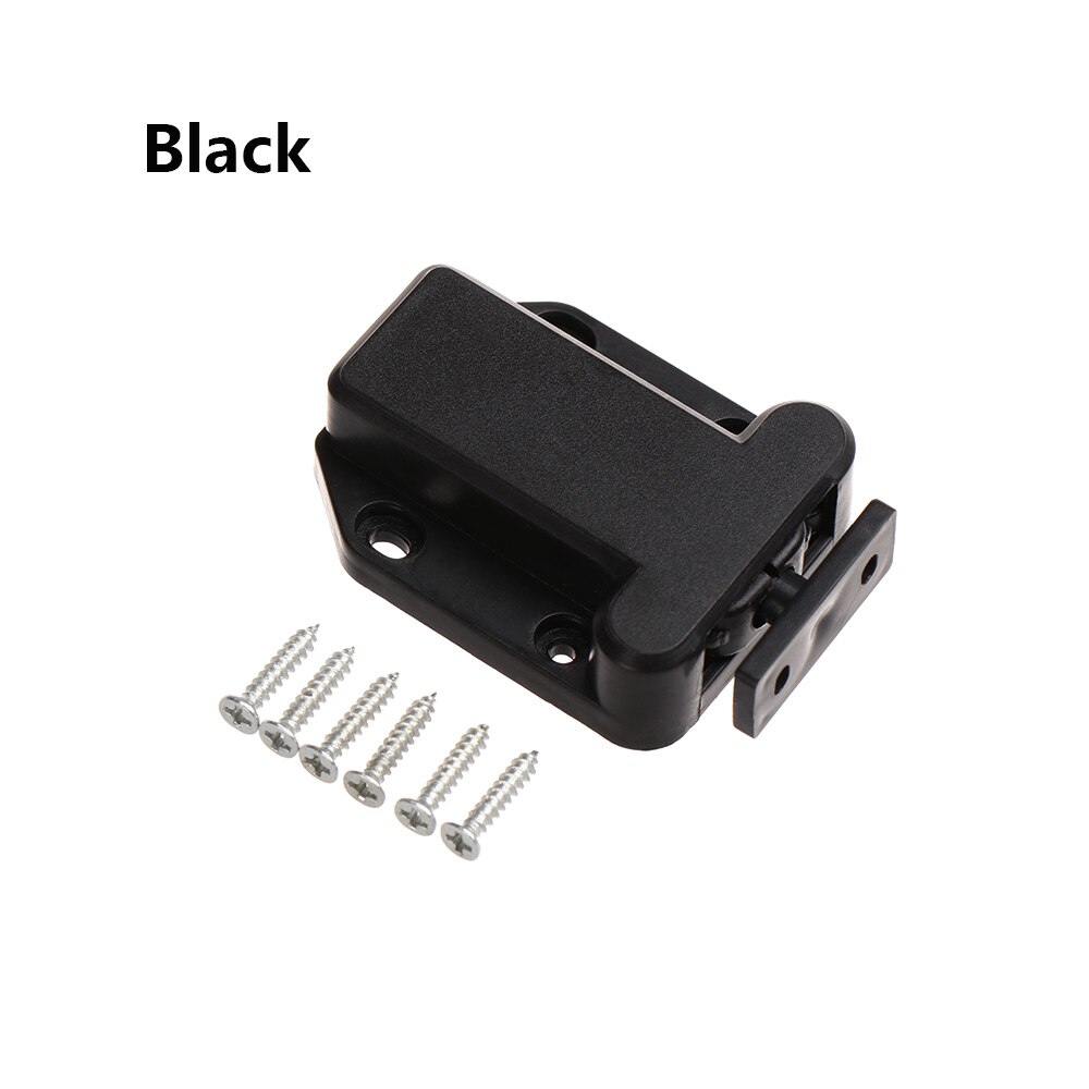 Cabinet Catches Door Lock Buckle With Screws Door Stop Closer Touch Lid Bin Clip Lock Furniture Hardware Damper Buffer Wardrobe: Black